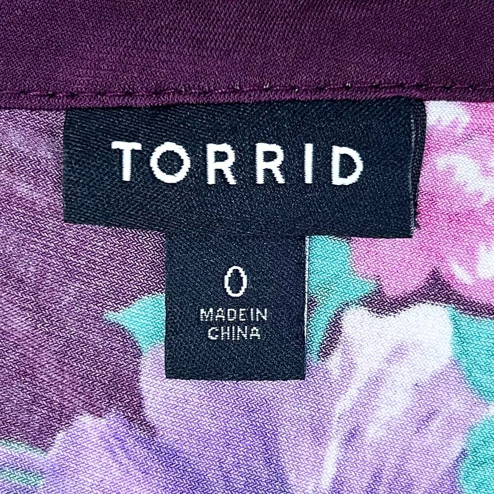 Torrid Maroon Floral Peony Sleeveless Flowy Swing Keyhole Halter Tank Top 0X - Picture 6 of 8